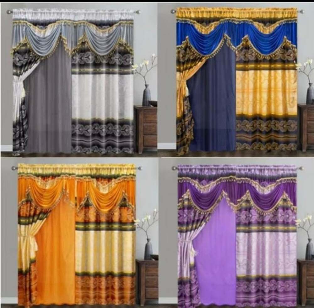 Luxury 2-Layer Floral Curtains – Elegant Living Room Curtains